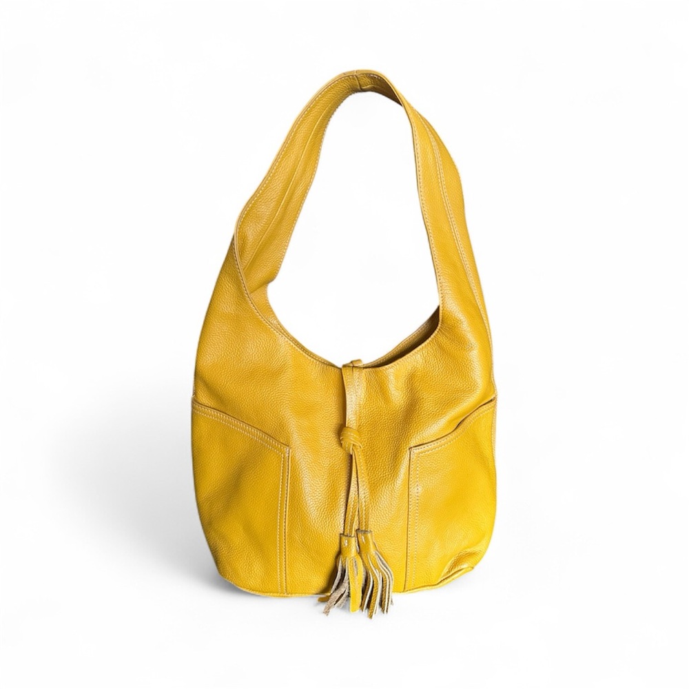 Laggo Havana Leather Slouchy Hobo Mustard Yellow